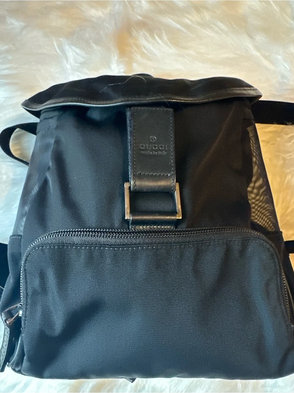 Vintage Gucci Black Nylon Leather Backpack
